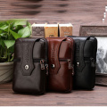 100% Genuine Leather Mobile Cell Phone Case Bag Men Hip Bum Fanny Pack Belt Purse Male Hook Small Messenger Shoulder Waist Bags