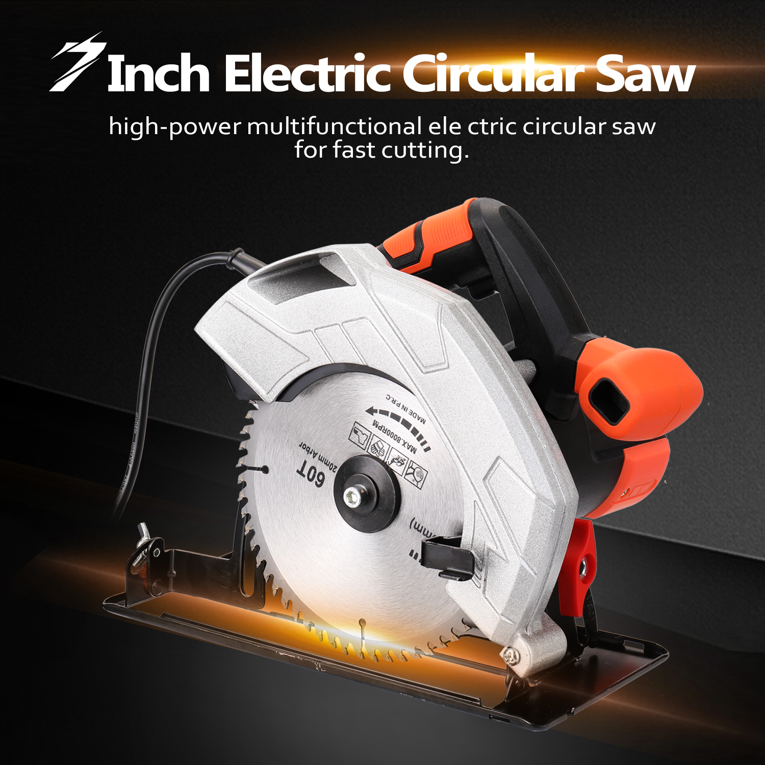 Household Aluminum Body Electric Circular Saw Portable Woodworking Electric Table Saw Machine 7 Inch Flip Power Disk Saws