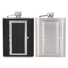 Stainless Steel Hip Flask Cigarette Case 5-6 Ounces Dual-Use Wine Smoking Set