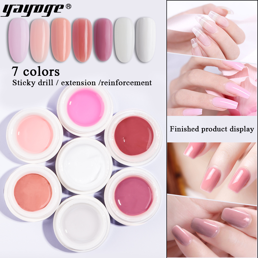 YAYOGE Builder Gel Gel Polish Finger Nail Extension Gel Pink Crystal Camouflage UV Gel Soak Off Jelly Gel Nail Art