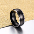 Vnox 8mm AUM OM Black Ring for Men Titanium Casual Simple Male Accessories Religious Faith Jewelry