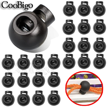 20pcs Plastic Black Cord Lock Stopper Round Ball for sportswear shoelace Rope Backpack DIY Craft Parts Accessories