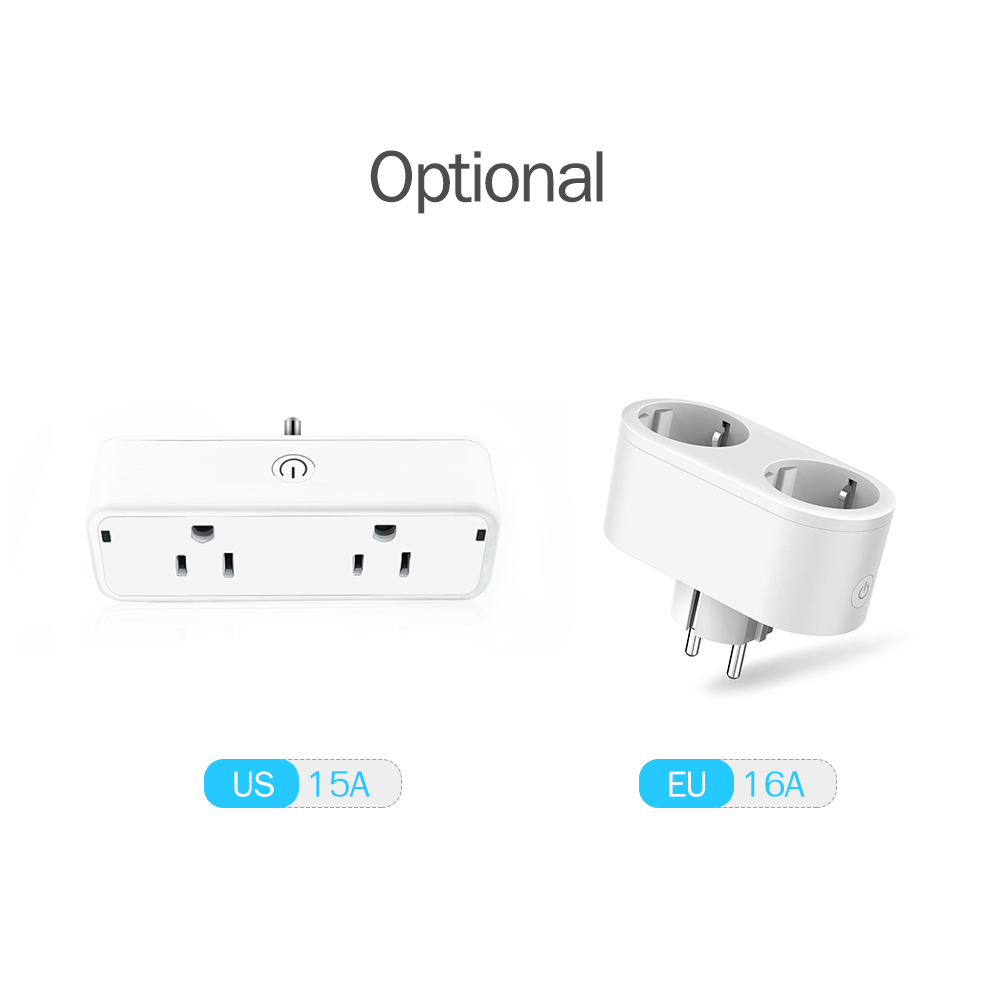 New 110V/220V Smart Socket Smart Plug Dual Wifi Plugs 2 in 1 Extenders Socket Works with Alexa Google Home Smart Life App Timing