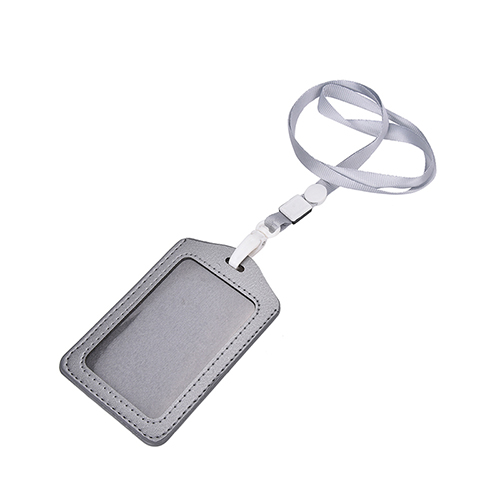 1PC PU Leather ID Badge Case Clear Color Border Lanyard Holes Bank Credit Card Holders ID Badge Holders Accessories Student