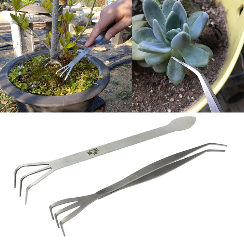 Multifunctional Stainless Steel Gardening Rake Bonsai Root Loosen Soil Spatula