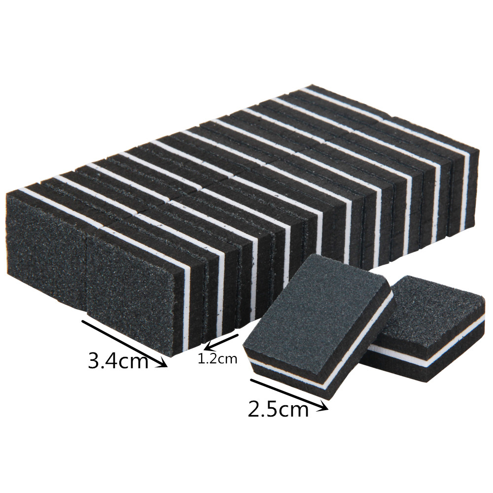 20Pcs Black Nail Buffer Block Professional Sponge Mini Nail File 100/180 Double Side Sandpaper Nail UV Polisher Manicure Tools