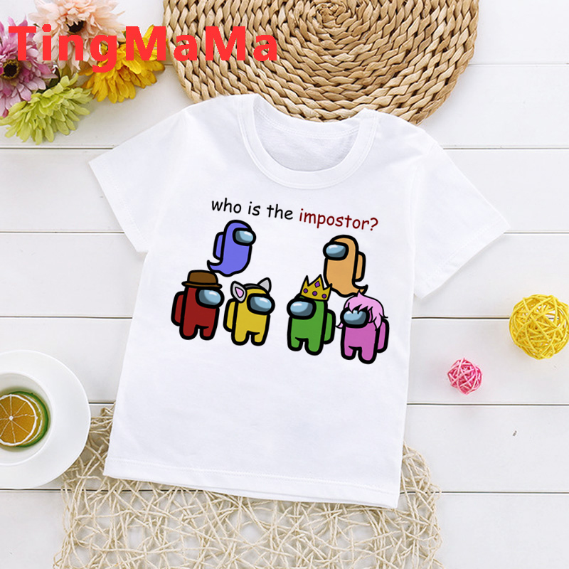 New Game Among Us Cartoon T Shirt for Kids Summer Top Impostor Graphic Tees Boys Girls Funny Anime Tshirt Cute Children Clothing