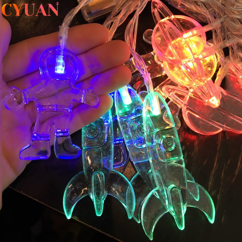 Outer Space Party Astronaut Rocket Ship String Light Galaxy Solar System Theme Baby Shower First Birthday Boy Party Supplies