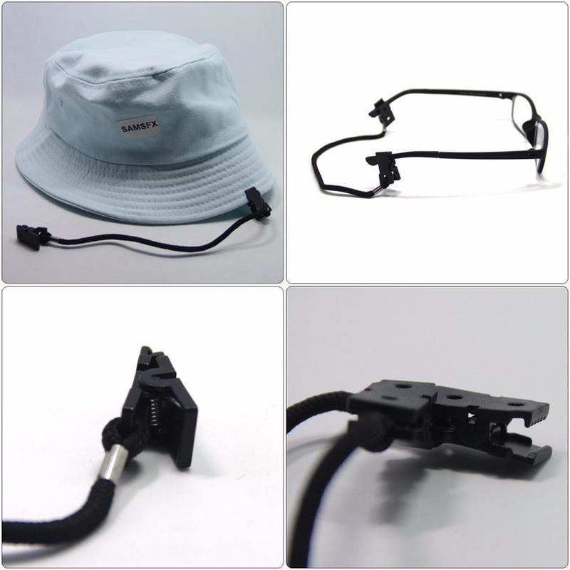 Fishing Cap Eyewear Retainer Hat Leash Windy Clip Holder Black Nylon Cord Strap And Plastic Windproof Clips Fishing Accessories