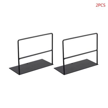 1 Pair Iron Bookends Book Support Simple Desktop Office Magazine Stand Holder