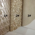 GOLD Glitter Fabric, Metallic Crocodile Faux Fabric, Weaving Synthetic Leather Sheets For Bow A4 21x29CM Twinkling Ming XM834