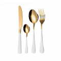 White Dinnerware 24 Pcs Cutlery Set Wedding Tableware Set Stainless Steel Cutlery Box Forks Knives Spoons Tablewellware Set Gold