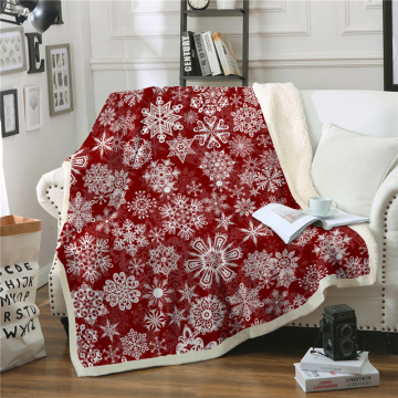 Snowflake Throw Blanket Sherpa Fleece Soft Warm Winter Red Blankets Xmas Christmas Gift Plush Bedspreads For Beds Sofa Car Cover