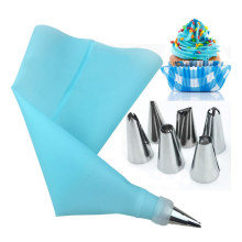 8PCS/set Silicone Icing Piping Cream Pastry Bag + 6 Stainless Steel Cake Nozzle DIY Cake Decorating Tips Fondant Pastry Tools