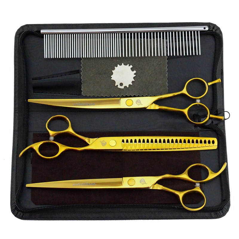 8" titanium dog grooming scissors kits animal groomers curved scissors curved shears pet scissors trimming dog cat hair clippers
