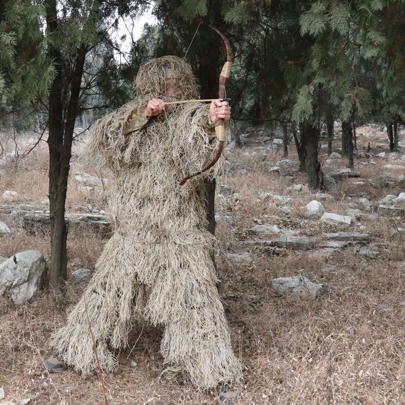 Autumn Winter reed hay grass style camouflage Desert Bionic Ghillie Suits Military Hunting Paintball Clothes five-in-one suit