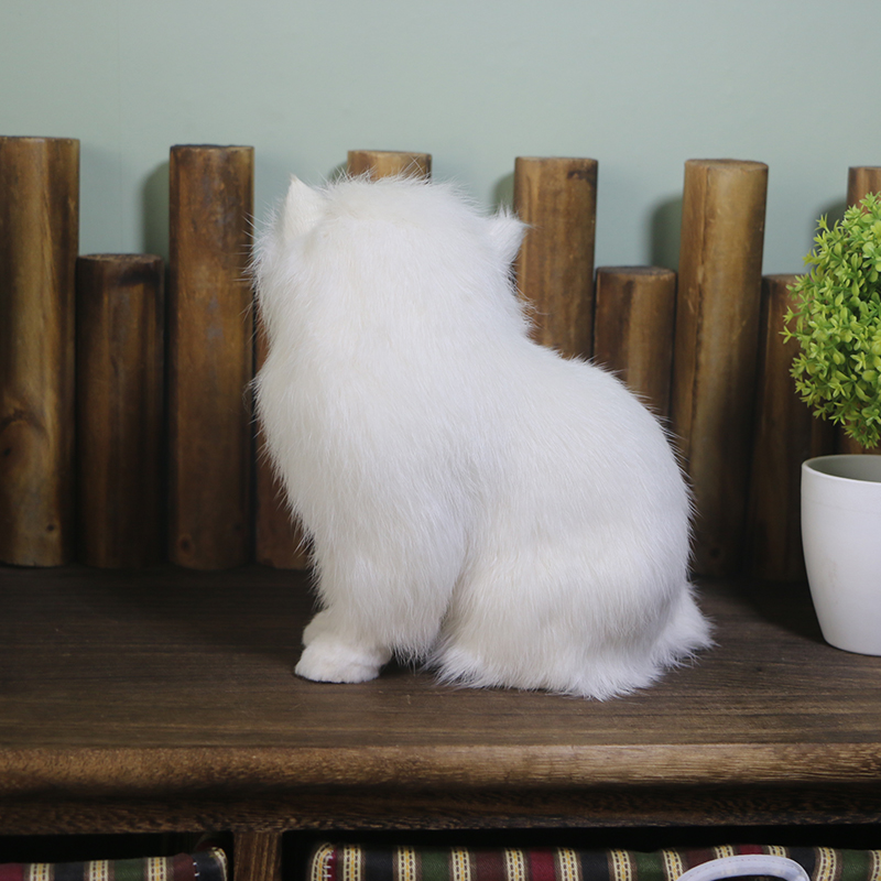 Simulation Cute White Fur Persian Cat Plush Lifelike Kitten Animals Kids Toys Birthday Gifts Festiveal Decoration Ornament Pet