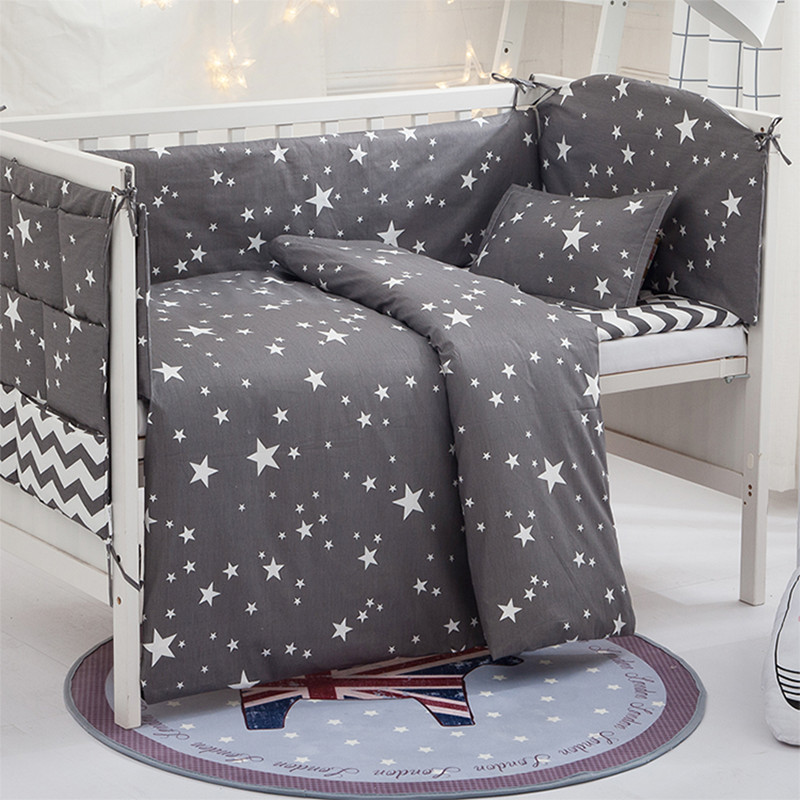 Baby Bedding Sets 100%Cotton Cartoon Baby Crib Bumpers Padded Newborn Crib Rail Cot Bed Sheets Customizable Baby Bedding Set