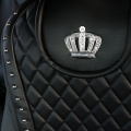 Fashion Leather Car Seat Covers Universal Size Front Seats Cover Crystal Crown Rivets Auto Seat Cushion Pad Interior Accessories