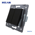 WELAIK EU Stairs-Wall Switch-DIY Parts-Push-Button 2Gang2Way-Switch Parts-Wall-Light-Switch Crystal-Glass-Panel AC250V A722W/B