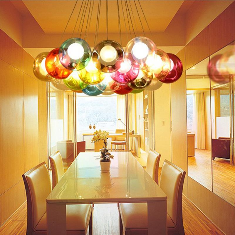 Creative Design Modern LED Colorful Glass Ball Pendant Lights Lamps for Dining Room Living Room Bar Led G4 96-265V Glass Lights