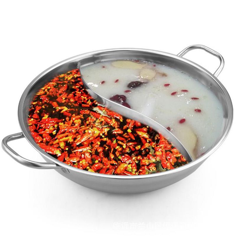 Stainless Steel Hot Pot Kitchen Soup Stock Pot Cookware For Induction Cookers Cooking Pot Mandarin Duck Pot