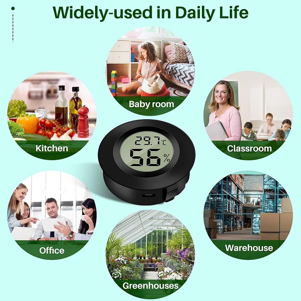 Circular Embedded Electronic Thermohygrometer Round LCD Digital Temperature Humidity Meter