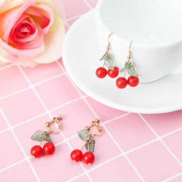 hot red Cherry earrings ear drop Sweet fruit fresh cherry eardrop female fashion youth beautiful girl students earrings for wome