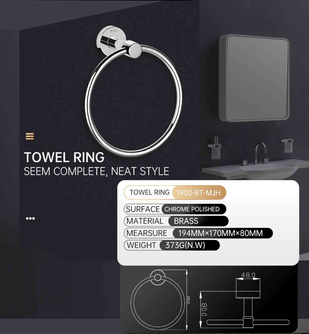 Gold/Silver/Brushed Towel Ring Round Bathroom Towels Holder,Wall-Mounted Round Towel Rings,Bathroom Supplies