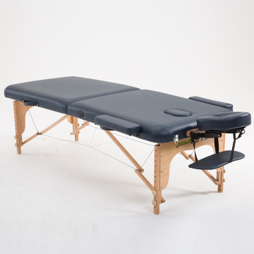 70cm Wide 2 Fold Wood Massage Table Bed W/Carry Case Salon Furniture Folding Portable Thai Body Spa Massage Table Tattoo Bed
