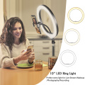 10inch LED Video Ring Light Selfie Lamp With Phone Clip And Tripod Stand For YouTube Live Lighting Shooting Photography Studio