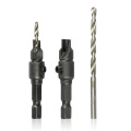 CMCP 5pcs Countersink Drill Bit TiN Coated Wood Drill Bit Set For Screw Size #5 #6 #8 #10 #12 With a Wrench Woodworking Tools