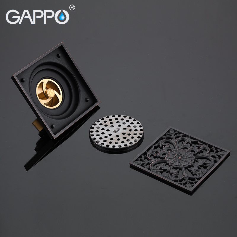 GAPPO black Drains bathroom drain shower floor drain brass floor cover chrome plugs