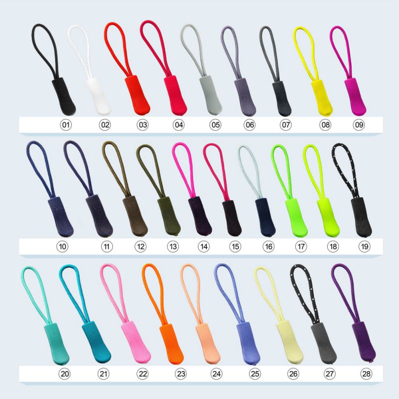 10Pcs Color Rope Zipper Pull Bag Tactical Backpack End Rope Tag Fixer Zip Cord Accessories Zipper Head Cord Strap Lariat Slider