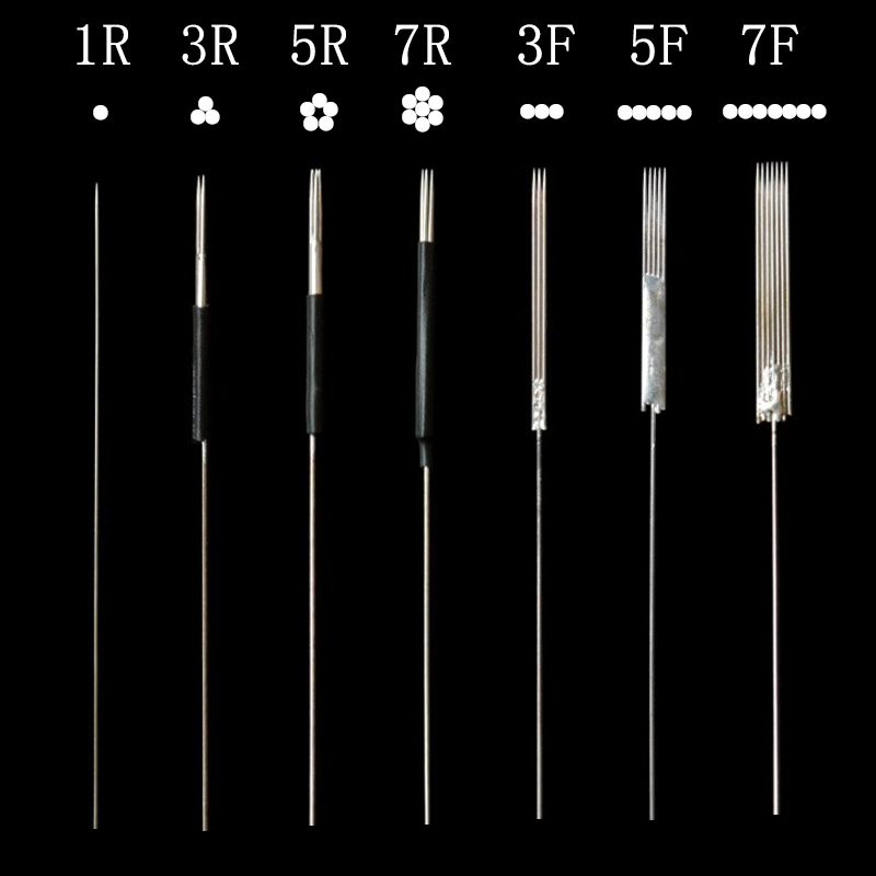 50 Needles 50 Needles Caps &tips Tattoo Needles 1R 3R 5F To Choose for Permanent Make up Eyebrow&Lip Beauty Machine Needles hat