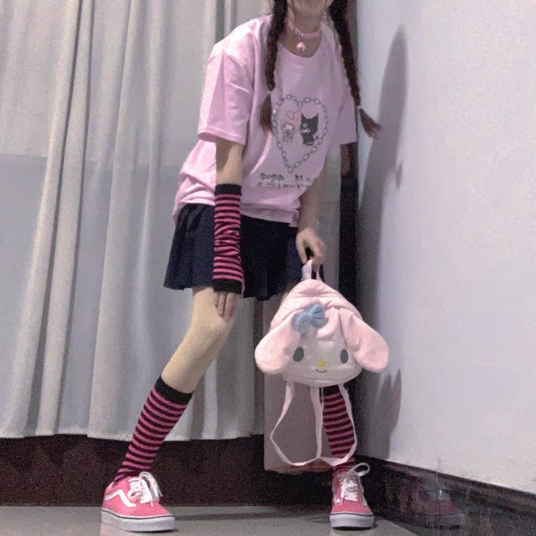 Harajuku style cartoon cute Rabbit Devil letters print pink T-shirt women Summer tee girl tops Goth Kawaii рубашка женская 2020
