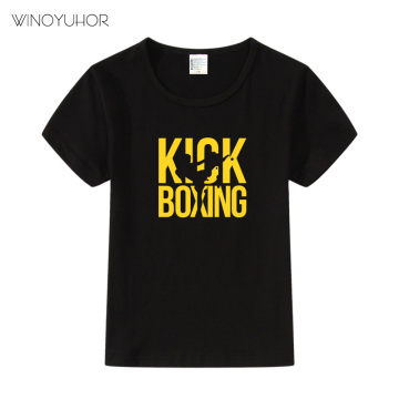 Kick Boxing Design Print Funny T-Shirts Children Boys Girls Short Sleeve Tops Tees Kids Cool Casual Clothes For Toddler