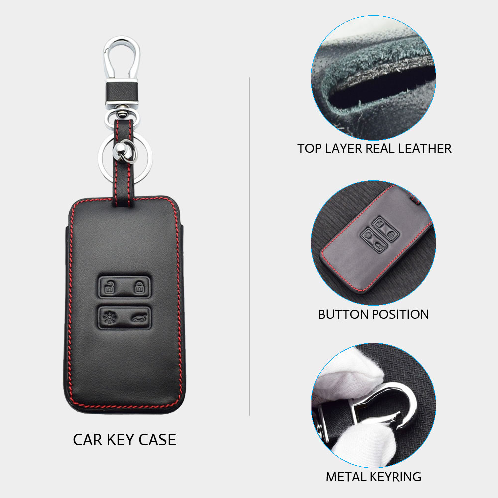 Leather Car Key Case For Renault Koleos Kadjar Scenic Megane Sandero Keyless Remote Fob Shell Protector Cover Auto Accessories