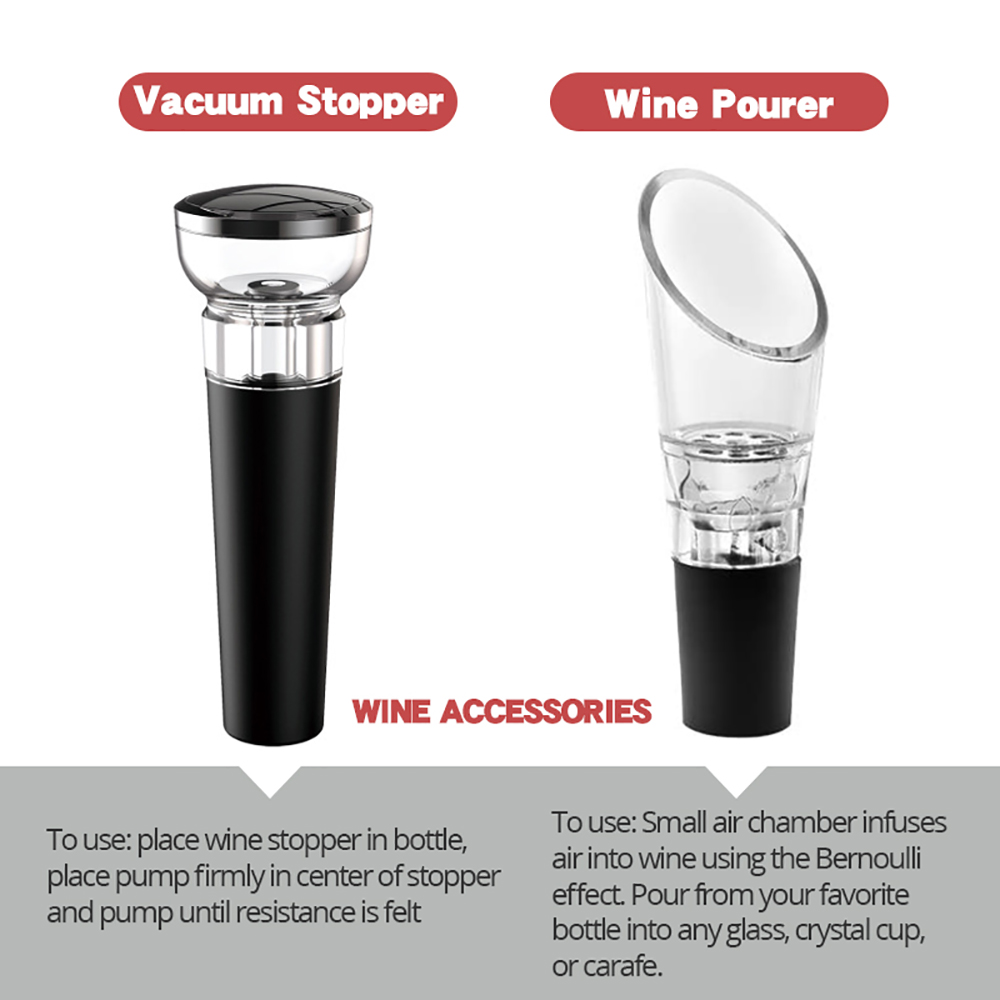 Electric Wine Opener, Automatic Electric Wine Bottle Corkscrew Opener with Foil Cutter for Wine Lover 4-in-1 Gift Set