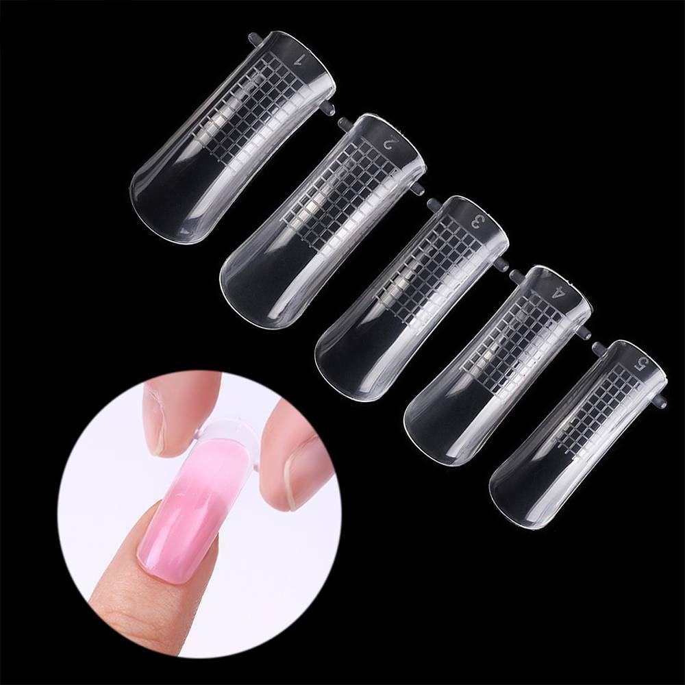 100 Pcs/pack Clear Nail Forms Acrylic Full Cover False Fake Nail Art Tips Quick Building Extension French Manicure Tools