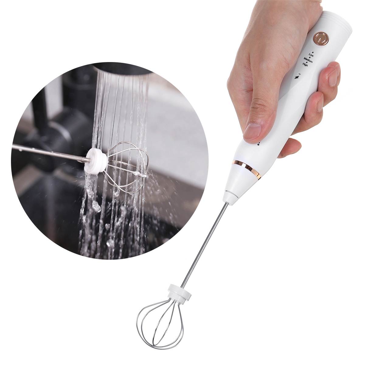 3 Speed Handheld Electric Mixer Blender Milk Frother Whisk Cream For Kitchen Coffee USB Rechargeable Hand Blenders Mixer 2 IN 1