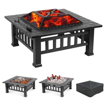 Outdoor Charcoal Fire Pit Stainless Steel Garden Backyard Patio Firepit Stove Brazier For BBQ Grill Cooking Tools With Cover