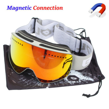 Magnetic Double Layer Polarized Lens Ski Goggles Skiing Anti-fog UV400 Snowboard Goggles Men Women Ski Glasses Eyewear case