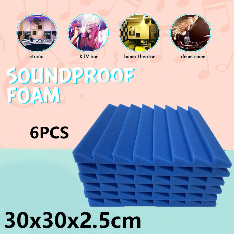 6PCS Soundproofing Foam Acoustic Panels Soundproofing Foam Acoustic Tiles Studio Foam 300x300x25mm