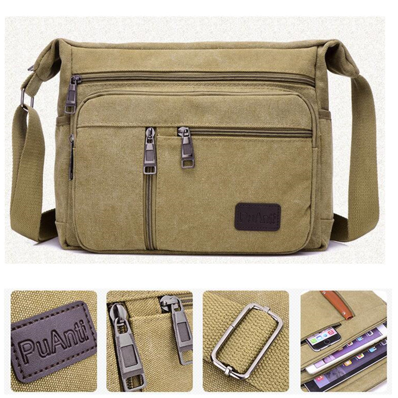 Outdoor Leisure Retro Business Bag High Capacity Canvas Bag Simple Version Shoulder bag Diagonal Package bag For Men Men's Big