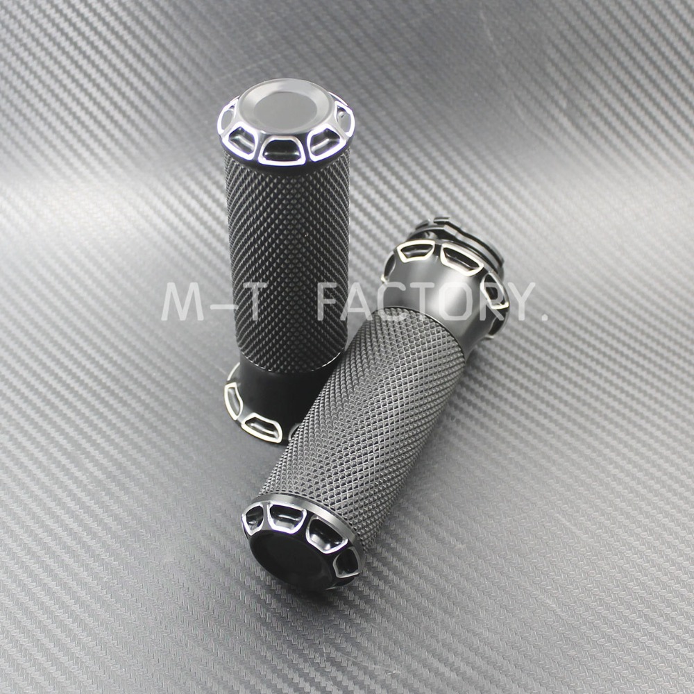 Motocycle Parts Black CNC Crafts 1" Handlebar Hand Grip For Harley Touring Sportster Dyna Softail VRSC