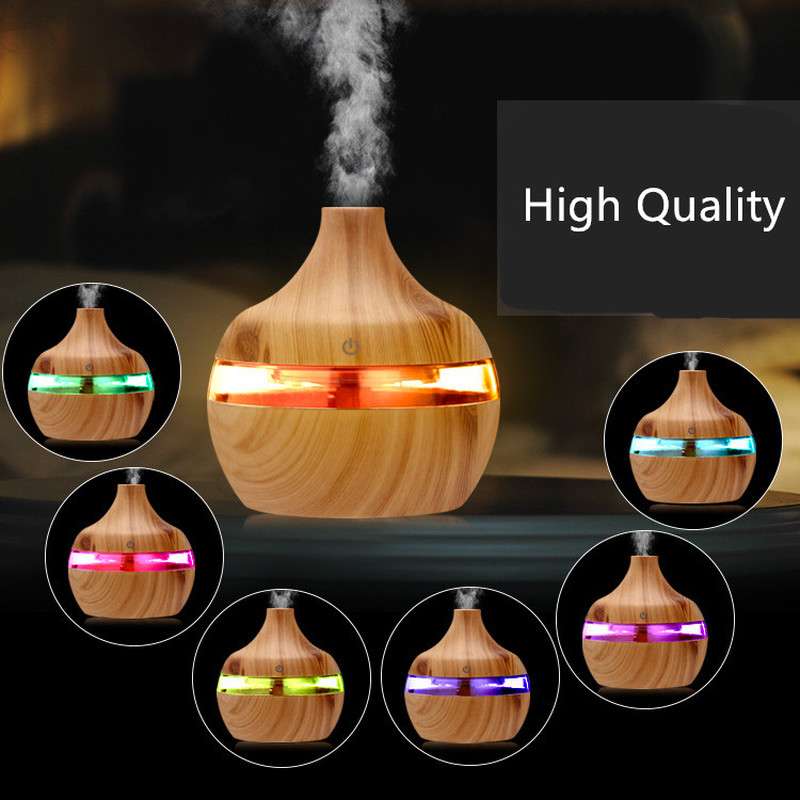 Wood Grain Electric Humidifier Essential Aroma Oil Diffuser Ultrasonic USB Mini Mist Maker With LED Light Home Appliances