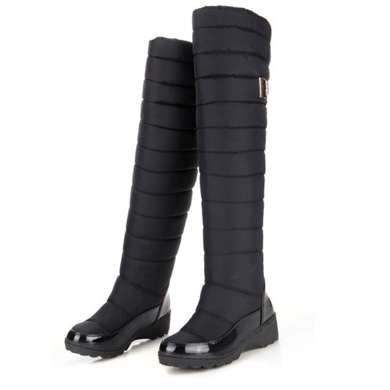 2020 Round Toe Knee High Boots Wedge Heel Boots Velvet Sleeve Mother Down Snow Boots Winter Knee-high Boots Boots Women HX-53