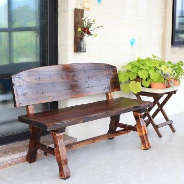 Solid Wood Park Bench Courtyard Anticorrosive Wood Back Park Chair Outdoor Bench Balcony Leisure Bench