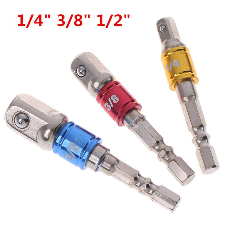 1/4" 3/8" 1/2" Socket Adapter Drive Hex Shank Converter Impact Set Extension Drill Bits Power Tool Accessories 3 Styles